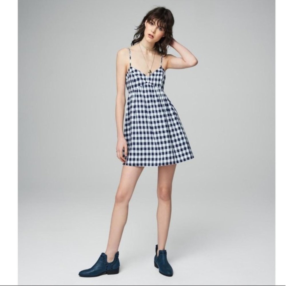 Prince & Fox Gingham Babydoll Cami Dress in Black and White